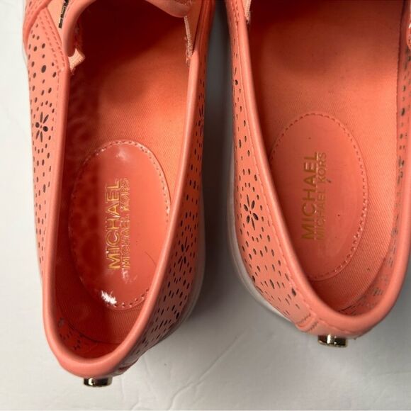 Michael Michael Kors Women’s Kane Perforated SlipOn Sneakers Coral Orange Size 7 - Picture 2 of 13